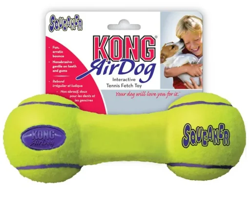 Kong Air squeaker dumbell geel S