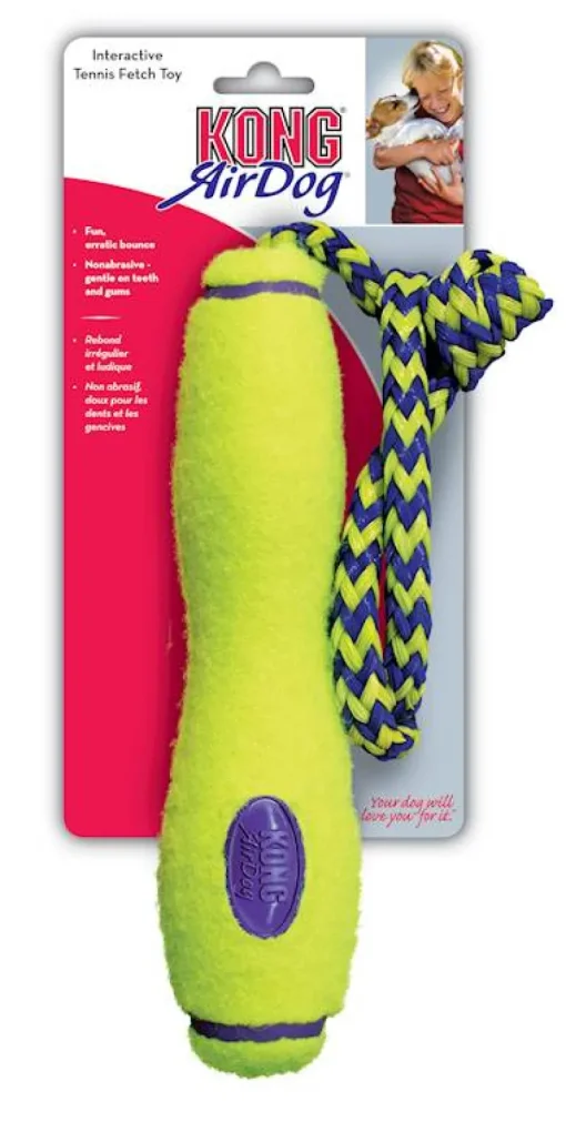 Kong Air stick met touw geel M