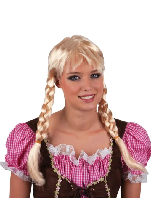 Euro Shop Blonde Pruik Heidi met vlechtjes