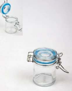 Merkloos Cilinder transparant blauw 6 cm