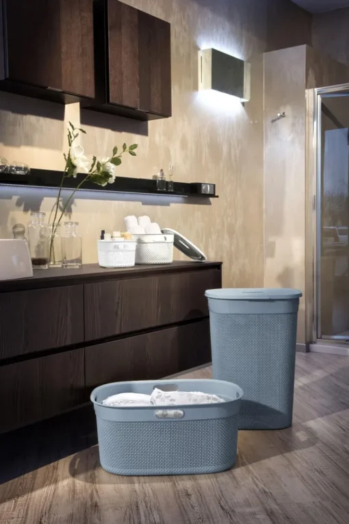 Curver Filo Wasmand met deksel - Blauw/grijs - 55L