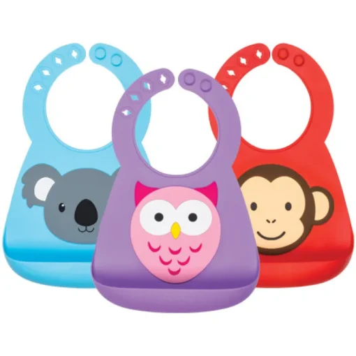 Nuby 3D Silicone Slabbetje met Dierendesigns - 3m+