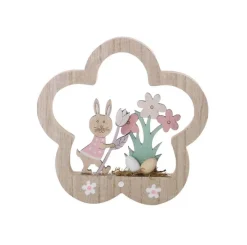 DDD Decoratie houten bloem met paasdeco op voet 15,3cm