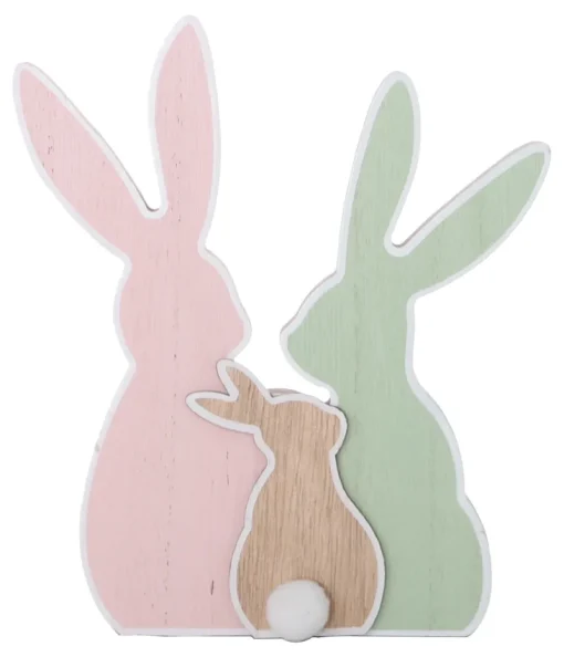 DDD Decoratie houten familie konijntjes 22cm
