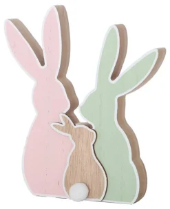 DDD Decoratie houten familie konijntjes 22cm