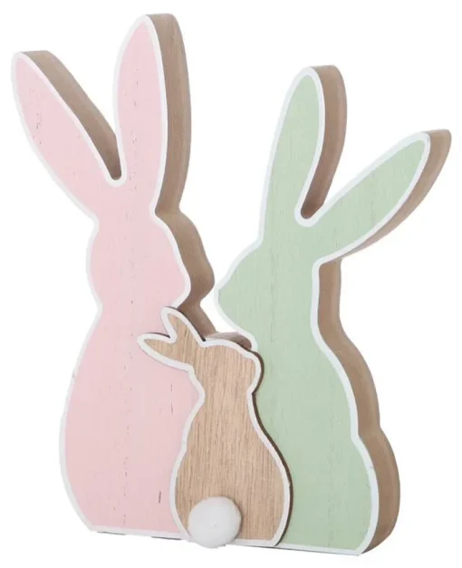 DDD Decoratie houten familie konijntjes 22cm