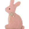 DDD Decoratie houten konijn op voet roze 29cm