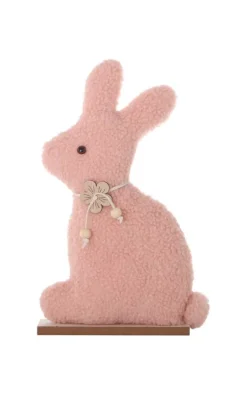 DDD Decoratie houten konijn op voet roze 29cm