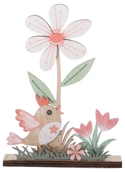 DDD Decoratie houten vogel tafereel 17,5cm