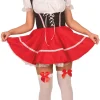 Partyline Dirndl Rode Rok en Zwarte Bustier - Maat 40
