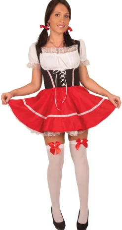 Partyline Dirndl Rode Rok en Zwarte Bustier - Maat 40