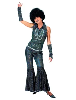 Euro Shop Disco Kostuum Blauw Jumpsuit Boogie Queen - Maat 40/42