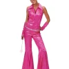 Euro Shop Disco Kostuum Roze Jumpsuit Groovy - Maat 44/46