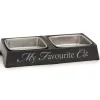 Beeztees Dubbele eetbak 'My favourite cat' grijs 24 x 12 x 4 cm