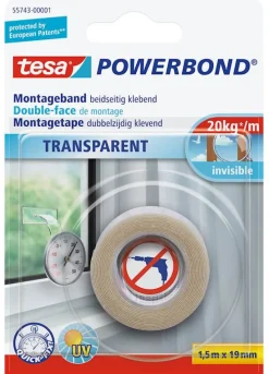 Tesa Dubbelzijdige klevende montagetape 1,5 m x 19 mm transparant