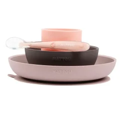 Nattou Eetset Silicone 4dlg Roze/Aubergine