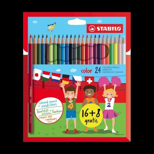 Stabilo Etui met 16 kleurpotloden + 8 gratis