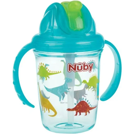 Nuby Flip-It Antilekbeker met Handvatten uit Tritan™ - Aqua - 240ml - 12m+