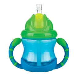 Nuby Flip-It antilekbeker met handvatten - Blauw - 240ml - 12m+