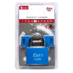 Euro Tools Hangslot 40 mm blauw + 2 sleutels