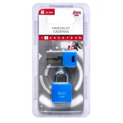 Euro Tools hangslot 20 mm blauw + 2 sleutels