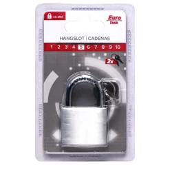 Euro Shop Hangslot 40 mm grijs + 2 sleutels