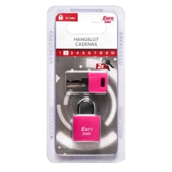 Euro Tools hangslot 20 mm roze + 2 sleutels
