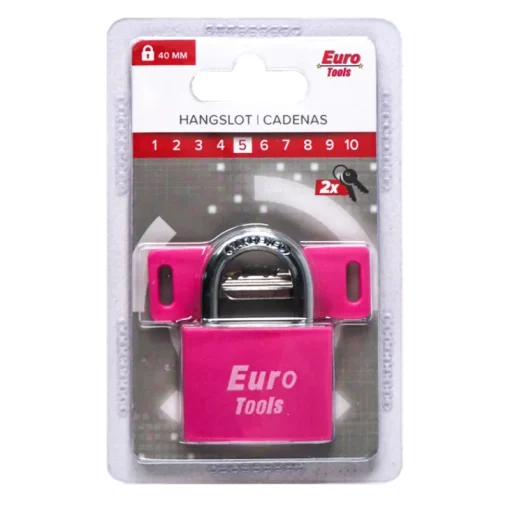 Euro Tools Hangslot 40 mm roze + 2 sleutels