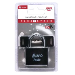 Euro Tools Hangslot 40 mm zwart + 2 sleutels
