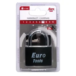 Euro Tools Hangslot 50 mm zwart + 2 sleutels