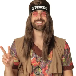 Euro Shop Hippie Set Peace Deluxe - bril + hoofdband + ketting
