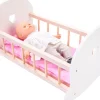 Euro Shop Houten poppenbed roze/wit