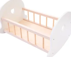 Euro Shop Houten poppenbed roze/wit