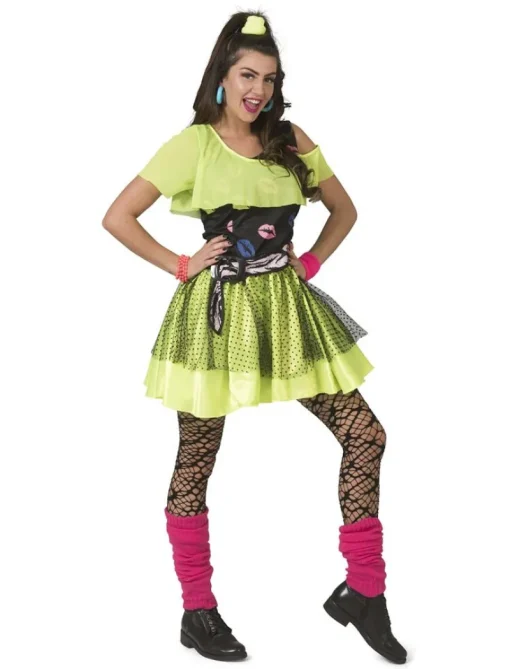 Euro Shop 80ies Fluojurkje Kiss The Girl  - Maat 36/38