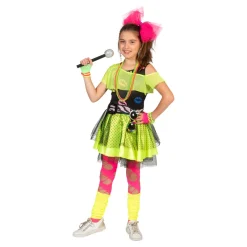 Kinderen Euro Shop 80ies Kinderkostuum Fluojurk Kiss The Girl - Maat 164