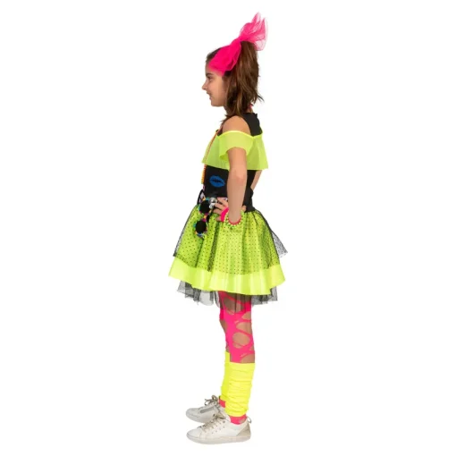Kinderen Euro Shop 80ies Kinderkostuum Fluojurk Kiss The Girl - Maat 164
