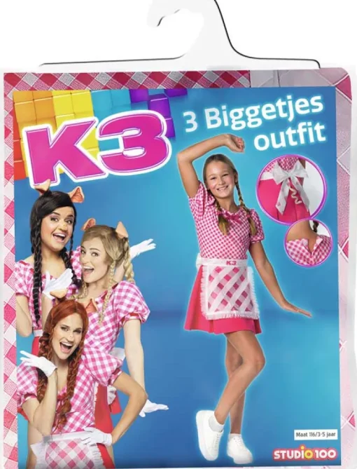 Kinderen Studio 100 K3 Verkleedjurk 3 Biggetjes - 9-11 jaar