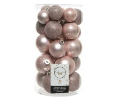 Euro Shop Kerstbal Glitter Poederroze - 30 stuks