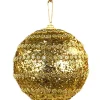 DDD Kerstbal spiraal bloem L goud