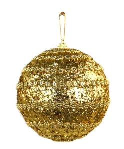 DDD Kerstbal spiraal bloem L goud
