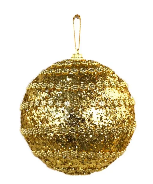 DDD Kerstbal spiraal bloem L goud