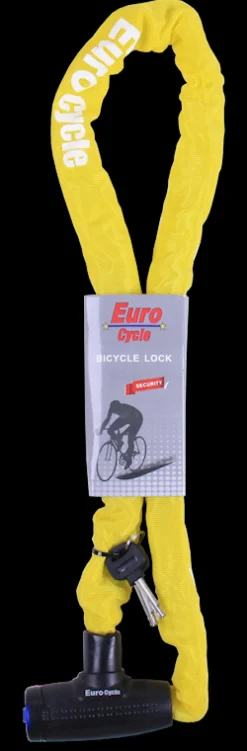 Euro Cycle Kettingslot met sleutel geel 8 x 1200