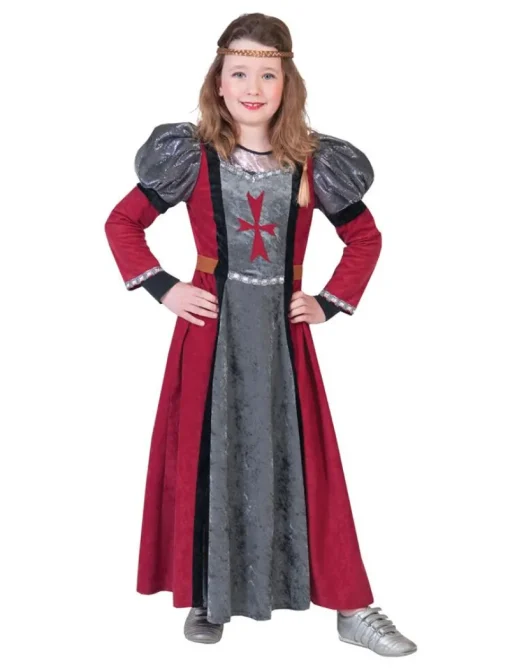 Kinderen Euro Shop Kinderkostuum Jurk Jonkvrouw Lady Red - Maat 116