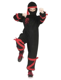 Kinderen Euro Shop Kinderkostuum Ninja Zwart met Rode Draak - Maat 116