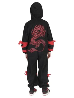 Kinderen Euro Shop Kinderkostuum Ninja Zwart met Rode Draak - Maat 116