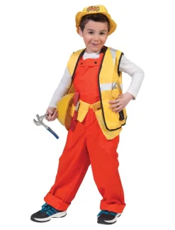 Kinderen Euro Shop Kinderkostuum Overall Oranje met Fluo Hesje - Maat 140