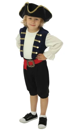 Kinderen Euro Shop Kinderkostuum piraat met hoed jongen- 3 delig - Blauw - 7-9 jaar