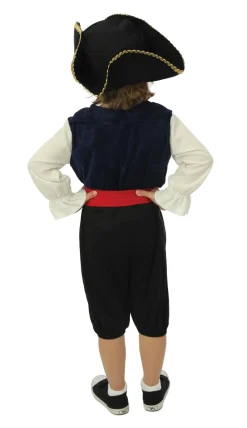 Kinderen Euro Shop Kinderkostuum piraat met hoed jongen- 3 delig - Blauw - 7-9 jaar