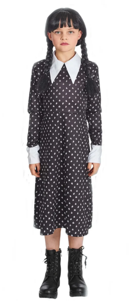 Kinderen Partyline Kinderkostuum Wednesday Addams - Maat  128
