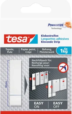 Tesa Klevende strips behang en pleisterwerk (6 stuks) 1 kg